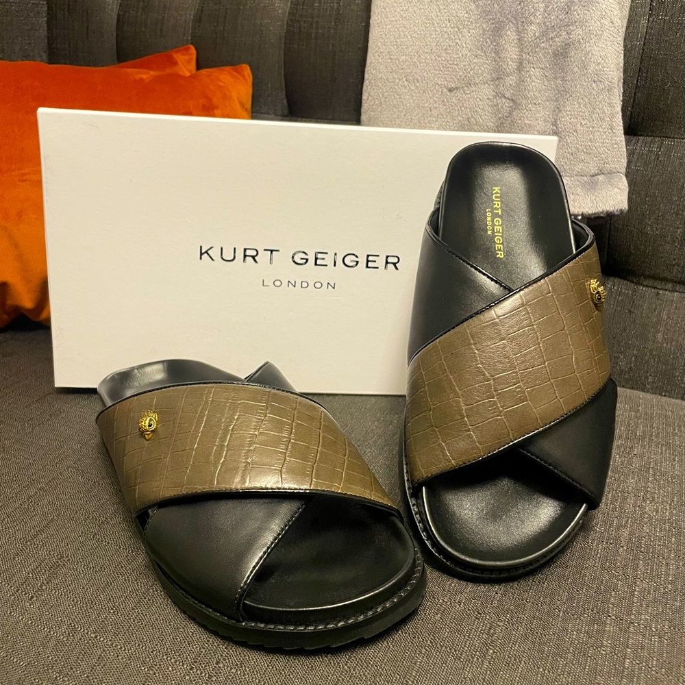 Kurt Geiger Baron Croco Slide Sandals